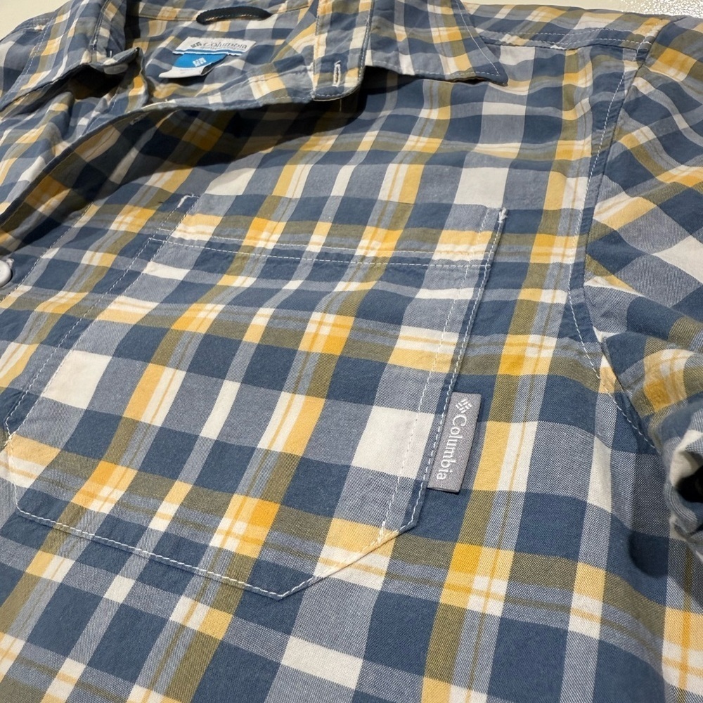 Columbia Men's Checkered Blue and Yellow Shirt - Picture 4 of 8